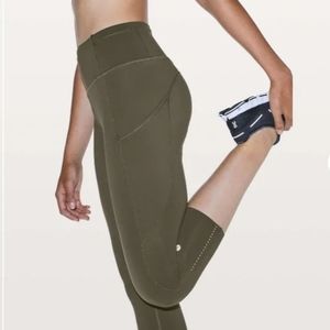 Lululemon Fast and Free Crops 2 Olive